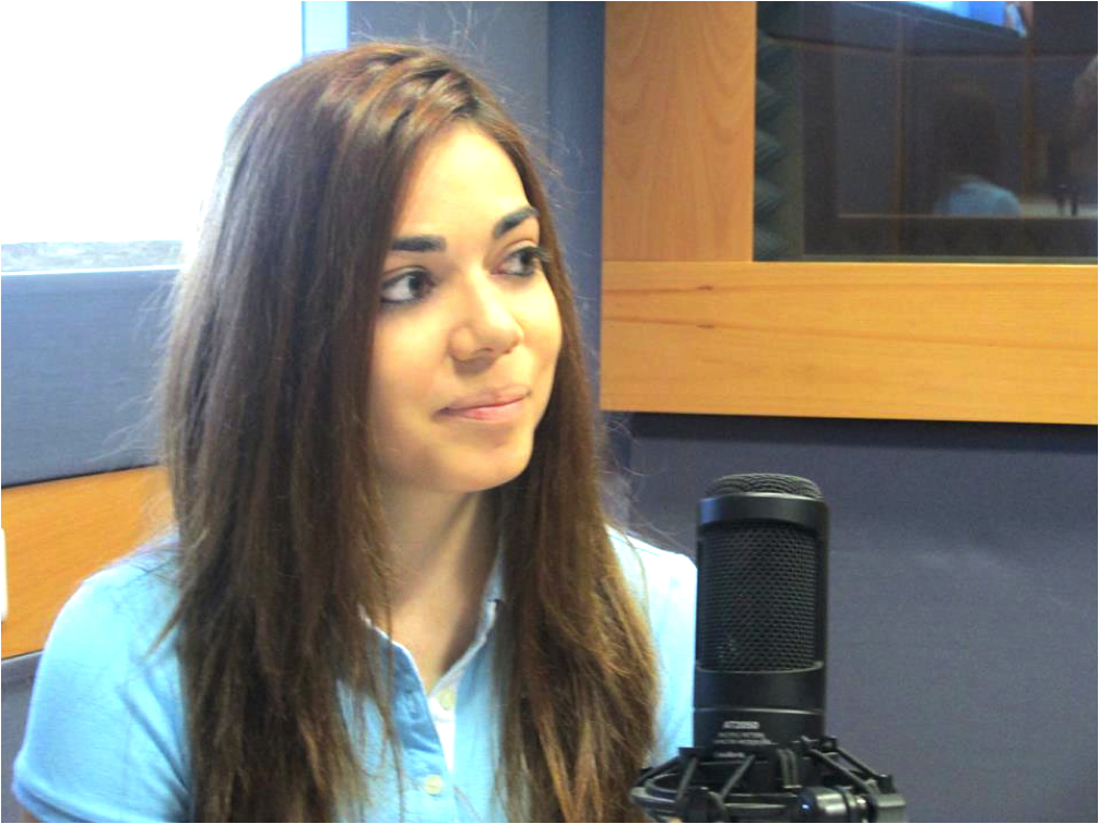 Katerina Gavrielidou gives a radio interview in Cyprus about her experiences in 