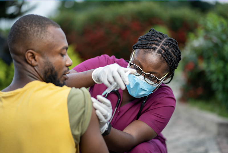 Someone being vaccinated